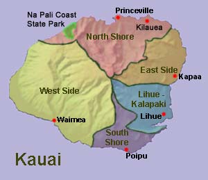 Map  of Kauai, Hawaii