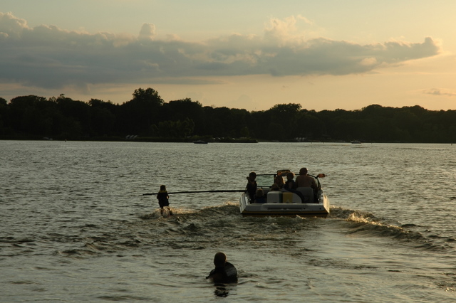 Tommy water skiing on Lake Minnetonka