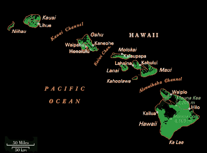 Map of the Hawaiian Islands